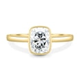 thumbnail image 1 of 3.00Ct Elongated Cushion Cut Moissanite Bezel Set Engagement Ring, Cathedral, 10K Yellow Gold, 1 of 4