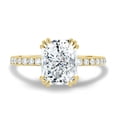 thumbnail image 1 of 3.00Ct Elongated Cushion Lab-grown diamond Engagement Ring, Triple Eagle Claw & Pavé 10K Yellow Gold, 1 of 8