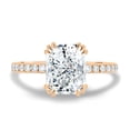 thumbnail image 1 of 3.00Ct Elongated Cushion Lab-grown diamond Engagement Ring, Triple Eagle Claw & Pavé 14K Rose Gold, 1 of 8