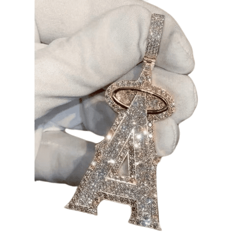 3.00Ct Round Cut Lab Created Diamond Custom Initial Letter Pendant in 14K Rose Gold Plated