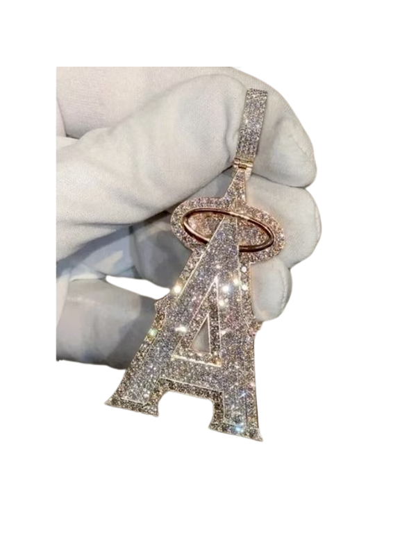 3.00Ct Round Cut Lab Created Diamond Custom Initial Letter Pendant in 14K Rose Gold Plated