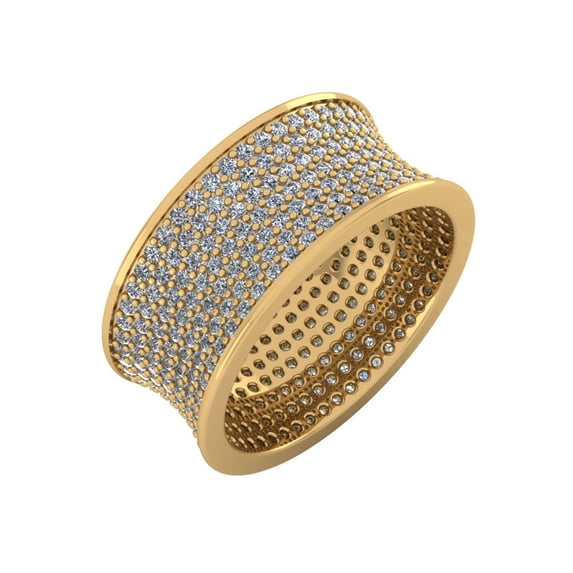 3.00Ct Round Cut Natural Diamond 7Row Concave Anniversary Wedding Eternity Band Ring Solid 14k Gold GH I1