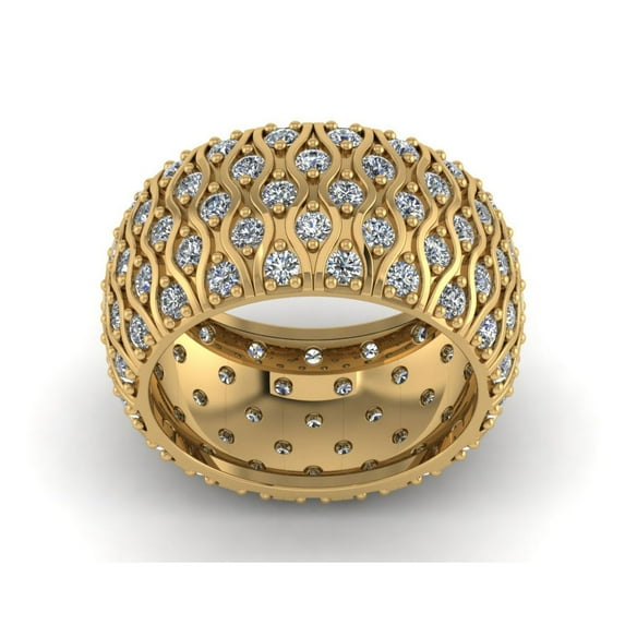 3.00Ct Round Cut Natural Diamond Ladies Wide 5Row Anniversary Wedding Eternity Band Ring 14k Gold H SI2