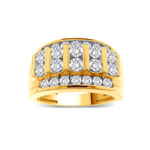 3.00Ct Round Cut Real Natural Diamond 10K Yellow Gold Men's Ring