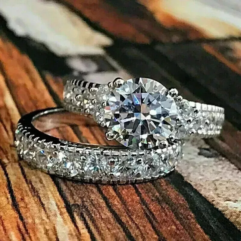 3.00Ct Round Cut Simulated Diamond Women's Engagement Wedding Bridal ...