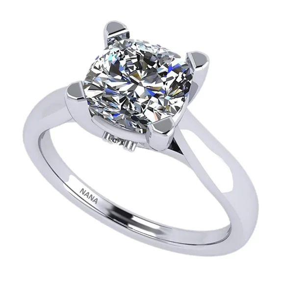 3.00ct Cushion Lucita Solitaire Simulated Diamond Wedding Engagement Ring 14K Gold-8.0mm-Size 7.5