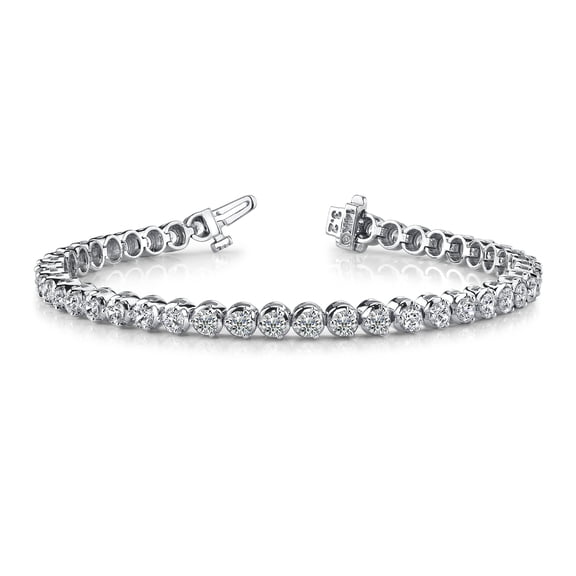 3.02 Carat 14K White Gold Classic Stackable LAB GROWN Diamond Tennis Bracelet 3 Prong Luxury Collection (D-E Color, VS1-VS2 Clarity)