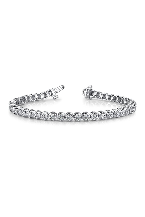 3.02 Carat 14K White Gold Classic Stackable LAB GROWN Diamond Tennis Bracelet 3 Prong Luxury Collection (D-E Color, VS1-VS2 Clarity)