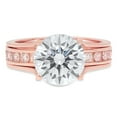 thumbnail image 1 of 3.02 ct Round Cut Genuine Cultured Diamond SI1-SI2 G-H 18K Rose Gold Engagement Wedding Bridal Set Designer Ring bW/ Set W/ Crystal side stones size 4, 1 of 6