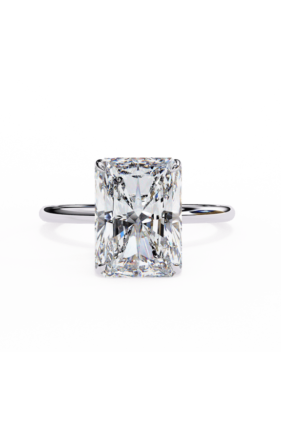 3.03CT Radiant Cut IGI Certified Lab Created Diamond, Single Stone Wedding Anniversary Ring, 4 Prong With Solitaire Anniversary Ring For Her
