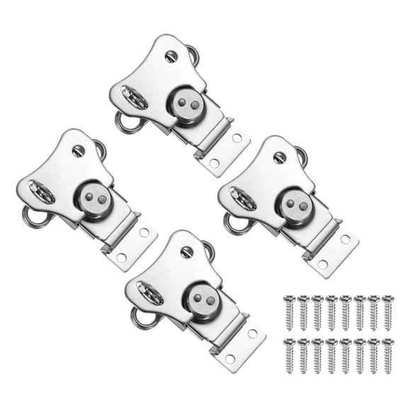 3.03x2.56" Spring Loaded Butterfly Twist Latch, 4Pcs Steel Twist Latch & Keeper Silver