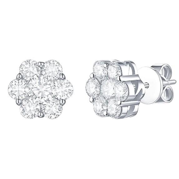 3.04 Ct Near White Moissanite Diamond Round Sterling 925 Silver Earrings