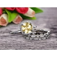 thumbnail image 1 of 3.05 Carat 7mm Cushion Cut Champagne Diamond Moissanite Bridal Set Engagement Wedding Ring 10k White Gold Full Eternity Art Deco With Two Matching Band, 1 of 5