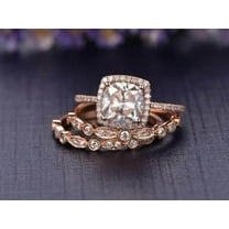 3.05 Carat Cushion Moissanite Diamond Trio Wedding Set with 18k Gold Plating