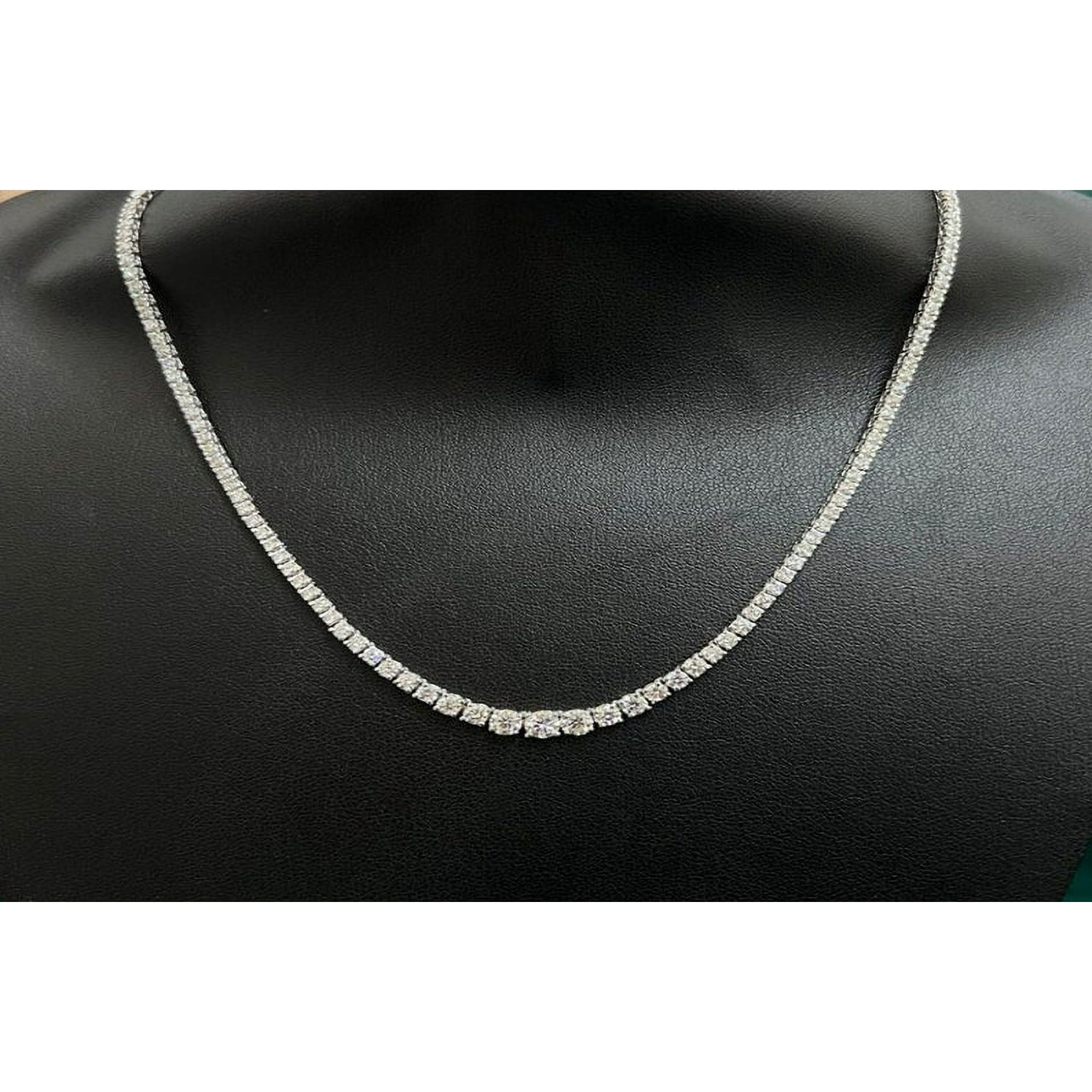 VIRAJ GEMS N JEWEL 3.05 ct Lab Grown Diamond 14k White Gold Plated Tennis Necklace Fine Jewelry for Unisex Gifts | Diamond Round Cut Necklace | 14k Gold over Tennis Necklace Gifts for Unisex