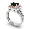 thumbnail image 1 of 3.05ct Brilliant Emerald Cut Natural Onyx 18K White/Rose Gold Halo Solitaire with Accents Engagement Bridal Wedding Ring Band Set size 3.5, 1 of 7