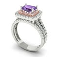 thumbnail image 1 of 3.05ct Brilliant Emerald Cut Alexandrite 18K White/Rose Gold Halo Solitaire with Accents Engagement Bridal Wedding Ring Band Set size 10.5, 1 of 7