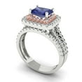 thumbnail image 1 of 3.05ct Brilliant Emerald Cut Tanzanite 18K White/Rose Gold Halo Solitaire with Accents Engagement Bridal Wedding Ring Band Set size 5.75, 1 of 7