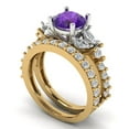 thumbnail image 1 of 3.06 ct Brilliant Round Cut Natural Amethyst 18K Yellow/White Gold Solitaire with Accents Engagement Bridal Wedding Ring Band Set size 4.75, 1 of 7