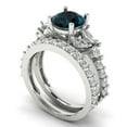 thumbnail image 1 of 3.06 ct Brilliant Round Cut Natural London Blue Topaz 14k White Gold Solitaire with Accents Engagement Bridal Wedding Ring Band Set size 7, 1 of 7
