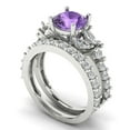 thumbnail image 1 of 3.06 ct Brilliant Round Cut Alexandrite 18K White Gold Solitaire with Accents Engagement Bridal Wedding Ring Band Set size 10, 1 of 7