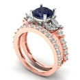 thumbnail image 1 of 3.06 ct Brilliant Round Cut Blue Sapphire 18K Rose/White Gold Solitaire with Accents Engagement Bridal Wedding Ring Band Set size 3.5, 1 of 7