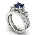 thumbnail image 1 of 3.06 ct Brilliant Round Cut Blue Sapphire 18K White Gold Solitaire with Accents Engagement Bridal Wedding Ring Band Set size 8.25, 1 of 7