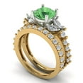 thumbnail image 1 of 3.06 ct Brilliant Round Cut Green Zircon 14k Yellow/White Gold Solitaire with Accents Engagement Bridal Wedding Ring Band Set size 10, 1 of 7
