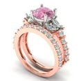 thumbnail image 1 of 3.06 ct Brilliant Round Cut Pink Zircon 18K Rose/White Gold Solitaire with Accents Engagement Bridal Wedding Ring Band Set size 9.75, 1 of 7
