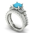 thumbnail image 1 of 3.06 ct Brilliant Round Cut Turquoise 14k White Gold Solitaire with Accents Engagement Bridal Wedding Ring Band Set size 7, 1 of 7