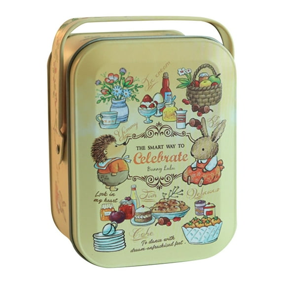 3.07x2.39x4.17 inch Easter Bunny Metal Gift Tin with Handle, Red Spring Party Favor Box for Sweets and Treats, Decorative Keepsake Storage for Small Family Gifts