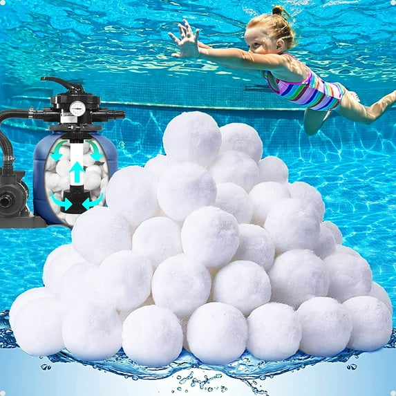 3.08lbs Pool Filter Balls for Sand Filter, Scheam White Pool Filter Media Balls for Above Ground Sand Pool Pump, Reusable Eco-Friendly Fiber Filters Ball for Swimming Pool