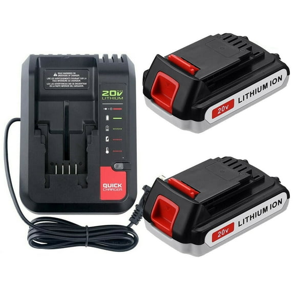 3.0Ah 20V LBXR20 Batteries (2-Pack) with Battery Charger for Porter Cable LB20 20 Volt Max PCC685L PCC680L PCC600 for Black and Decker