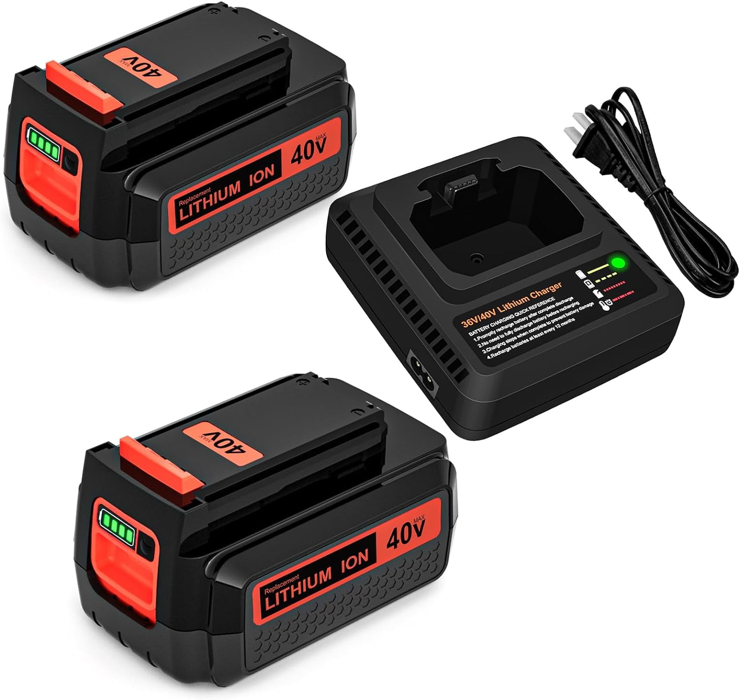 3.0Ah 40 Volt Battery Replacement for Black and Decker 40V Lithium