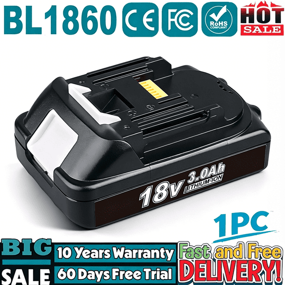 3.0Ah BL1815 Battery Replacement for Makiita 18V Lithium ion Battery Compatible with BL1815 BL1820 BL1830 BL1840 BL1850 Battery for 18V Cordless Power Tools