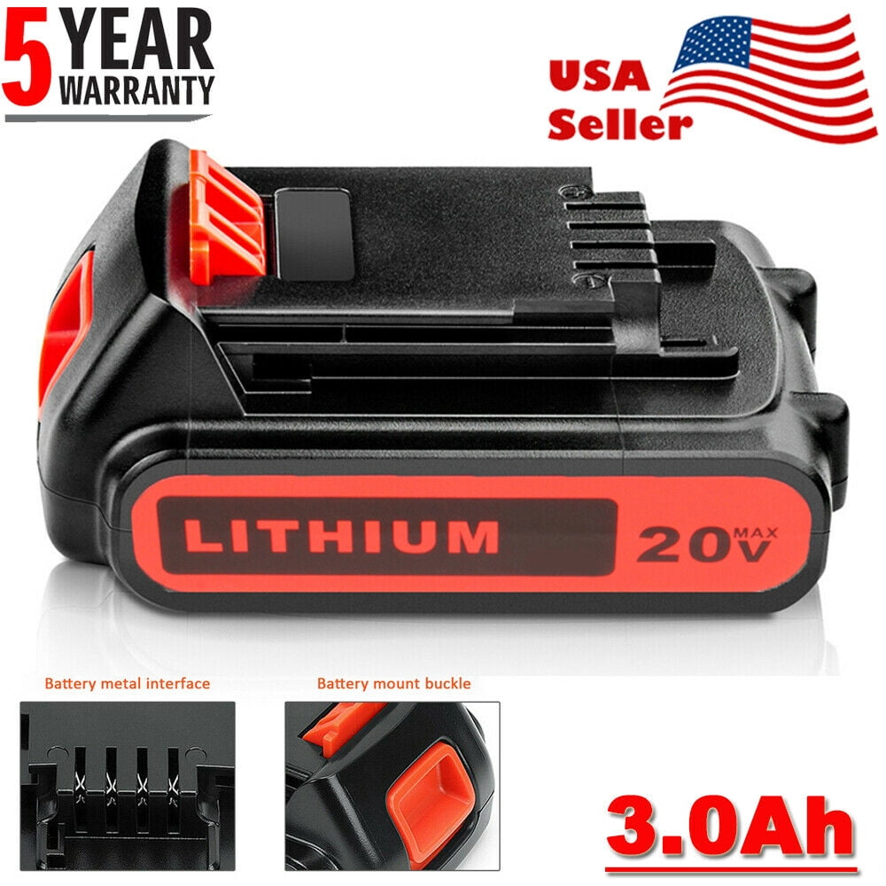 for Black & Decker 20V Lithium Max Battery 20 Volt Li-ion Lbxr20 LBXR2020 3.0Ah, Size: NA