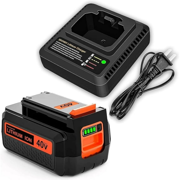3.0Ah LBX2040 40 Volt Lithium Battery and LCS36 LCS40 Fast Charger Compatible with Black and Decker 40V Battery LBXR2036 LBX36 LBX1540 LBX2040 LBX2540 LST540 String Trimmer Tools