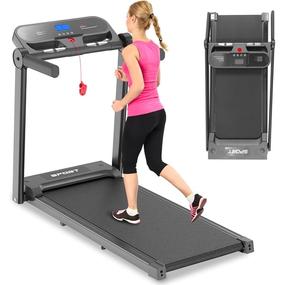 3.0HP Treadmills with Removable Desk Workstation, Folding Walking Pad with Handle bar, Small Space Portable Running Machine, 330LBS Capacity with Preset LED Display, APP for Home Office