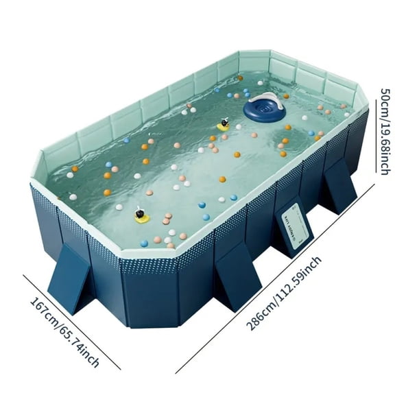 3.0M PVC Folding Pool (Non-Inflatable), Outdoor Cooling Splash Pool, 500 Gallon Capacity for Patio Beach Garden, Blue