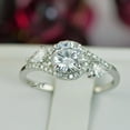 thumbnail image 1 of 3.0ct Halo Brilliant Cut with Pear Bridal Wedding Engagement Ring Diamond Simulated 925 Sterling Silver Anniversary Ring SKU:00197, 1 of 4