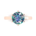 thumbnail image 1 of Clara Pucci 14K Rose Gold 3ct BlueMoissanite Solitaire Ring for Women, 1 of 8