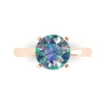 thumbnail image 1 of 3.0ct Round Cut Blue Moissanite 18k Pink Rose Gold Engraving Statement Bridal Wedding Solitaire Designer Ring Size 3.5, 1 of 5