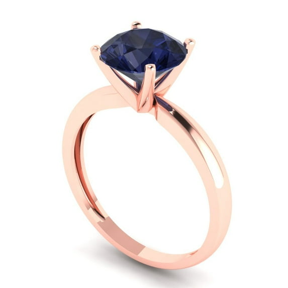 3.0ct Round Cut White Sapphire 14k Pink Rose Gold Engraving Statement Bridal Wedding Solitaire Designer Ring Size 6.25