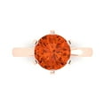 thumbnail image 1 of Clara Pucci 14K Rose Gold 3ct Red Solitaire Ring for Women, 1 of 8