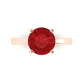 thumbnail image 1 of 3.0ct Round Cut Red Ruby 18k Pink Rose Gold Engraving Statement Bridal Wedding Solitaire Designer Ring Size 10, 1 of 5