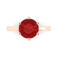 thumbnail image 1 of 3.0ct Round Cut Red Ruby 18k Pink Rose Gold Engraving Statement Bridal Wedding Solitaire Designer Ring Size 8, 1 of 5