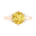 thumbnail image 1 of 3.0ct Round Cut Yellow Natural Citrine 18k Pink Rose Gold Engraving Statement Bridal Wedding Solitaire Designer Ring Size 4, 1 of 5
