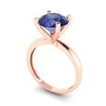thumbnail image 1 of 3.0ct round cut blue tanzanite 18k rose gold Bridal Wedding Engagement Promise Anniversary Ring for Women size 8.25, 1 of 7