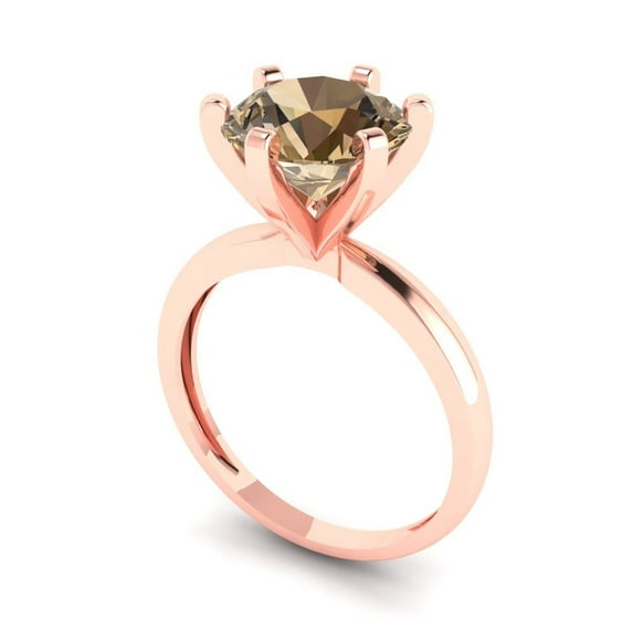 3.0ct round cut champagne Zircon 18k rose gold Bridal Wedding Engagement Promise Anniversary Ring for Women size 10.25