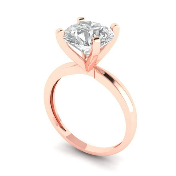 3.0ct round cut clear moissanite 18k rose gold Bridal Wedding Engagement Promise Anniversary Ring for Women size 6.25